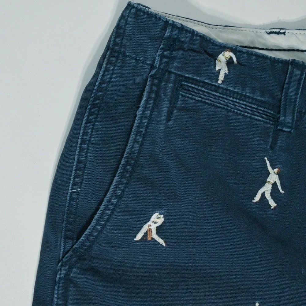 Polo Ralph Lauren Shorts Mens 36 Blue Chino Cricket Player Embroidered Casual